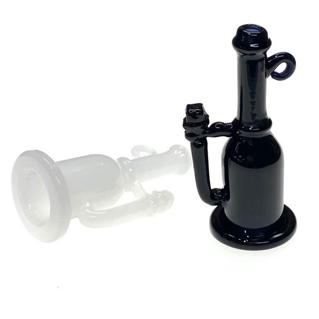Glass Bottle Bead Carb Cap Pendant Black or White