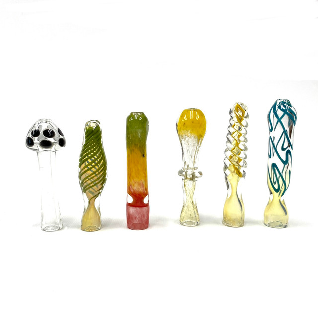 Chillums Crazy Assortment Glass Puffr Pipe 3"+- 1 Count Assorted