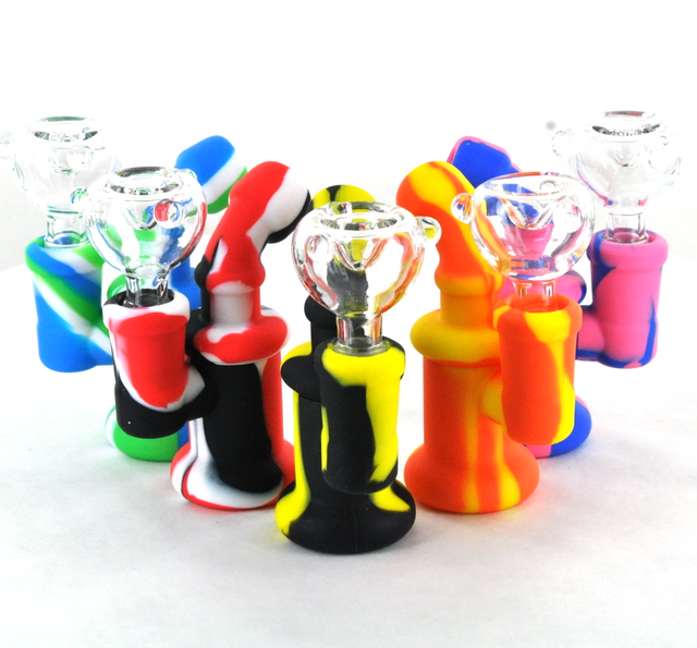 Tiny Silicone Bong w/ Glass Bowl