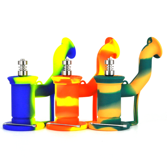 Silicone Dab Rig w/ Titanium Nail (Assorted Colors)