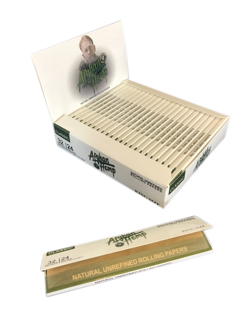 Afghan Hemp King Size Natural Unrefined Rolling Papers (24 Pack Case)