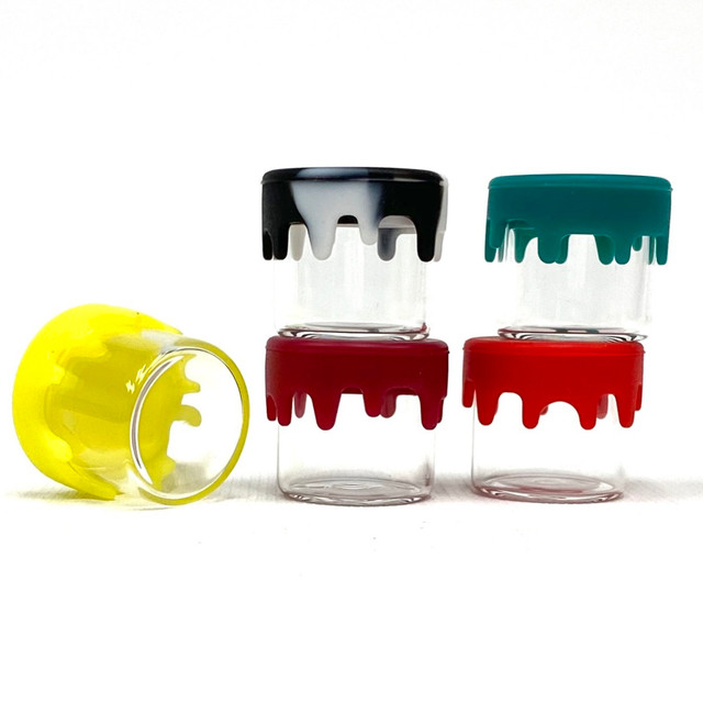 5ml Glass Concentrate Jar with Drip Silicone Lid - Assorted Colors