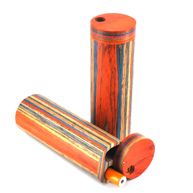 Round Cylinder Wooden Dugout with Metal Bat Cigarette Set 4.25"