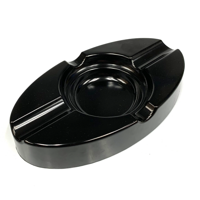 Oval Black Double Cigar Ashtray 8.5"