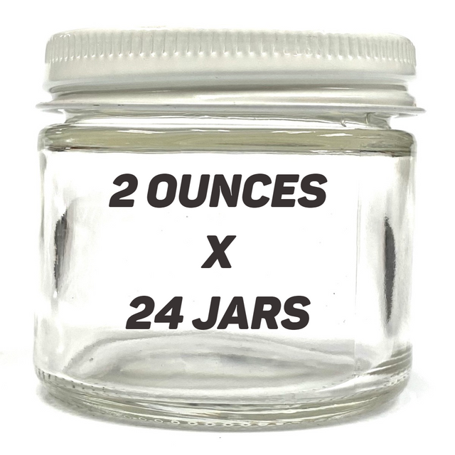 2" 2oz Glass Jar w/ White Lid (24 PACK CASE)
