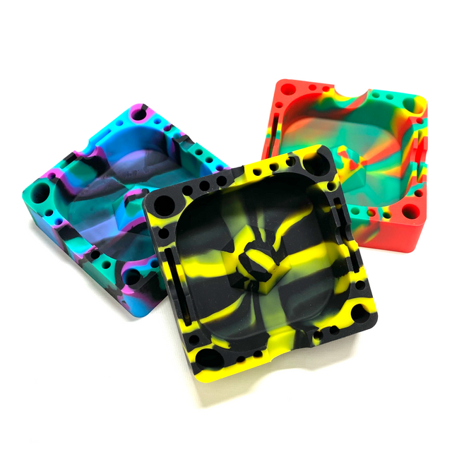 Silicone Ashtray w/Tool Holders 5"x5" (Assorted Colors) 1 Count