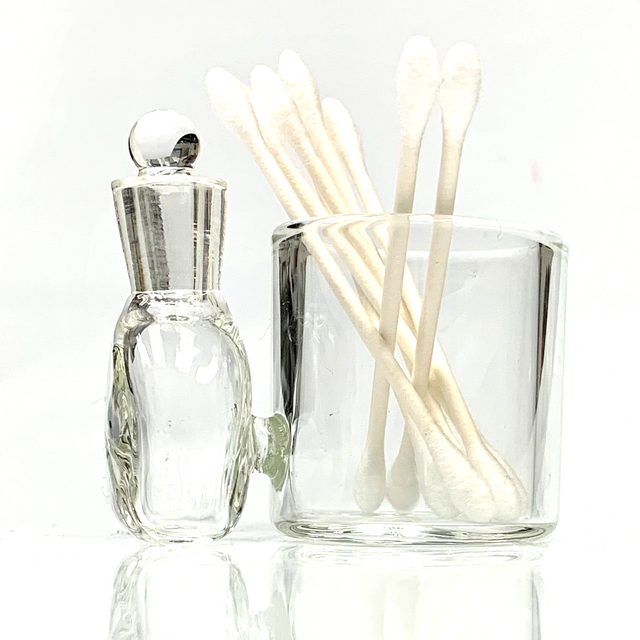 Clear Glass Cotton Swab Q-Tip Holder / Alcohol ISO Station 2.5"