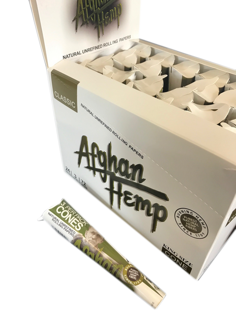 Afghan Hemp King Size Natural Unrefined Cone Rolling Papers Multi Pack (40 Cone Pack)