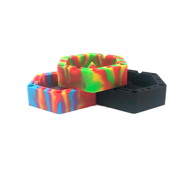 Hexagon Ashtray Silicone Bowl Unbowler Insanity 1 Count Assorted Color 5.5"