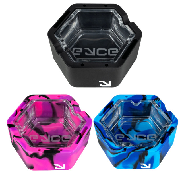 Ashtray Eyce Glass and Silicone 1 Count Assorted Colors