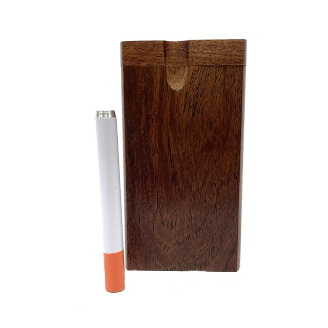 Walnut Wooden Dugout 4" with Metal Bat