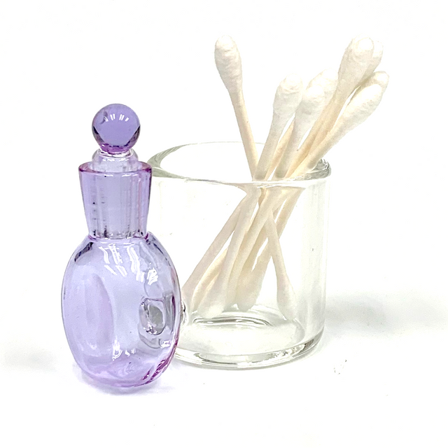 Purple Glass Cotton Swab Q-Tip Holder / Alcohol ISO Station 2.5"