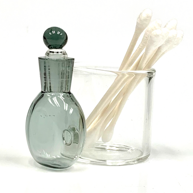Black Glass Cotton Swab Q-Tip Holder / Alcohol ISO Station 2.5"