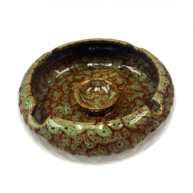 Green Ceramic Reactive Finish Ashtray 6.5"