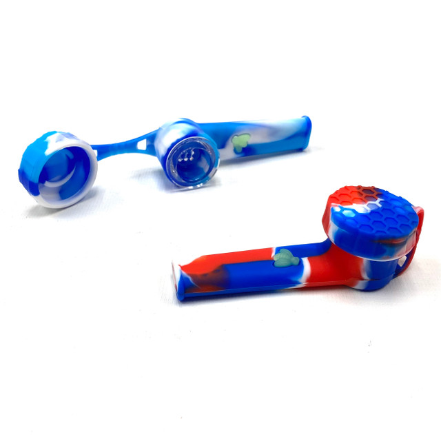 Captain Bee Capped Silicone Pipe w/ Glass Bowl