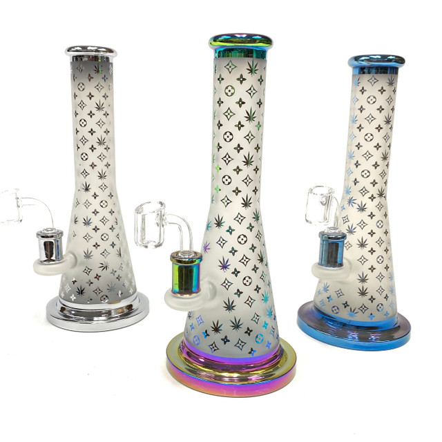 Ghetto Faboulous Weed LV Motif 9" Puffr Water Pipe 14mm 1 Count Assorted